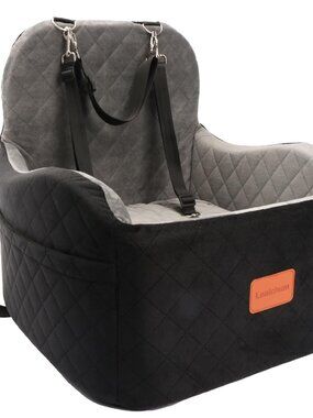 Lealchum Dog Booster Car Seat for Small/Medium Dogs 6in Memory Foam Black/Grey